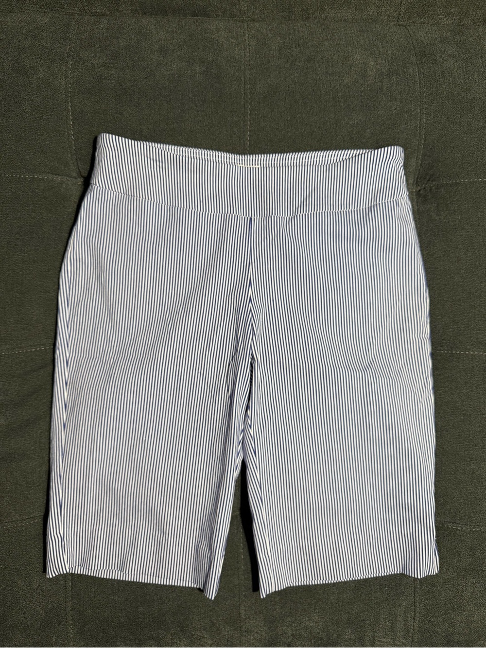 Zac & Rachel White and Navy Pinstripe Women’s Bermuda Shorts